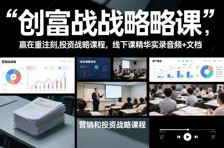 创富战略课，赢在重注时刻，营销和投资战略课程，线下课精华实录音频+文档-极速搞钱云网创