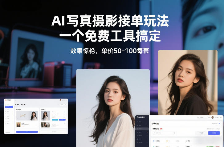 AI写真摄影接单玩法，一个免费工具搞定，效果惊艳，单价50-100每套-极速搞钱云网创