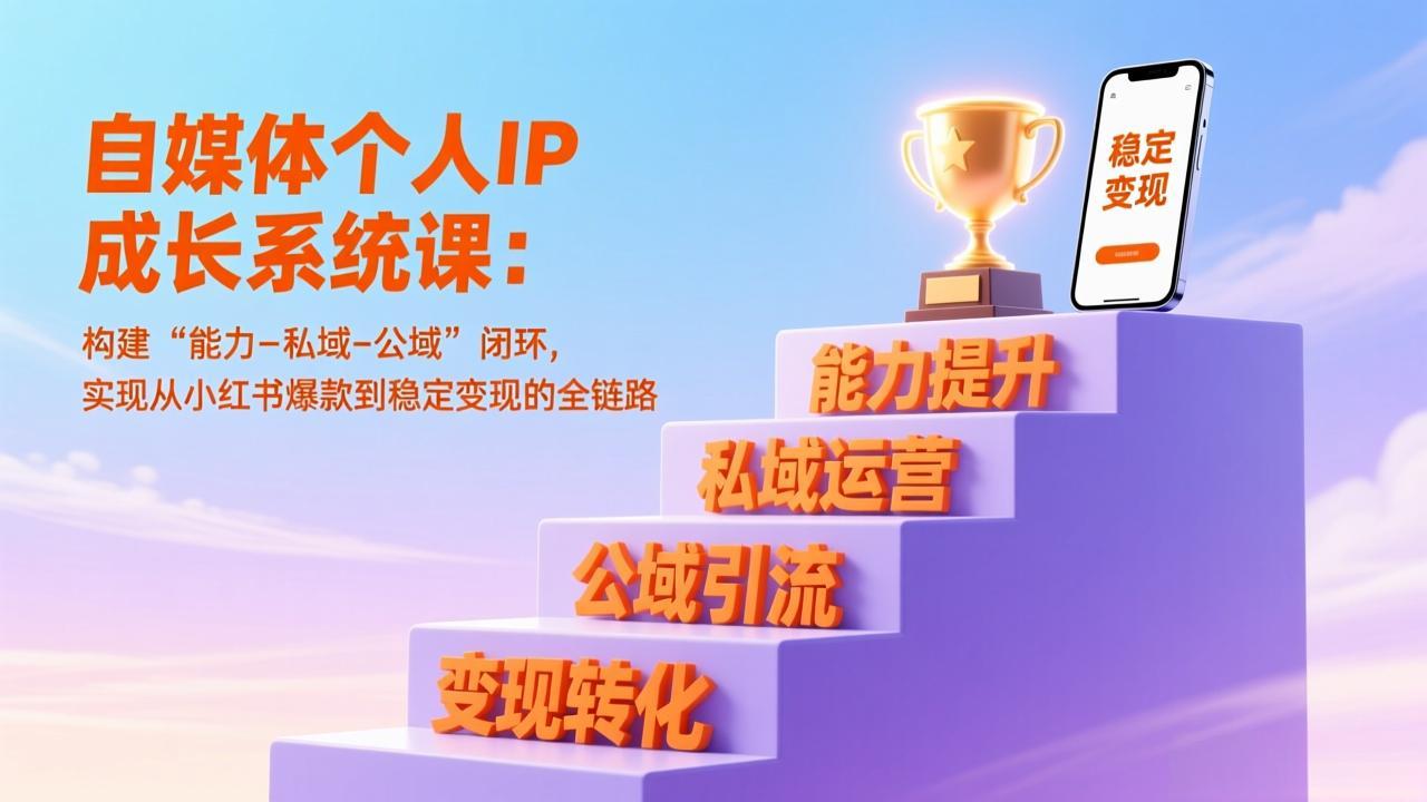 自媒体个人IP成长系统课:构建“能力-私域-公域”闭环,实现从小红书爆款到稳定变现的全链路-极速搞钱云网创