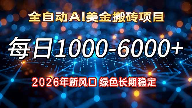 2026年新风口，每日收益1000-6000+绿色长期稳定-极速搞钱云网创