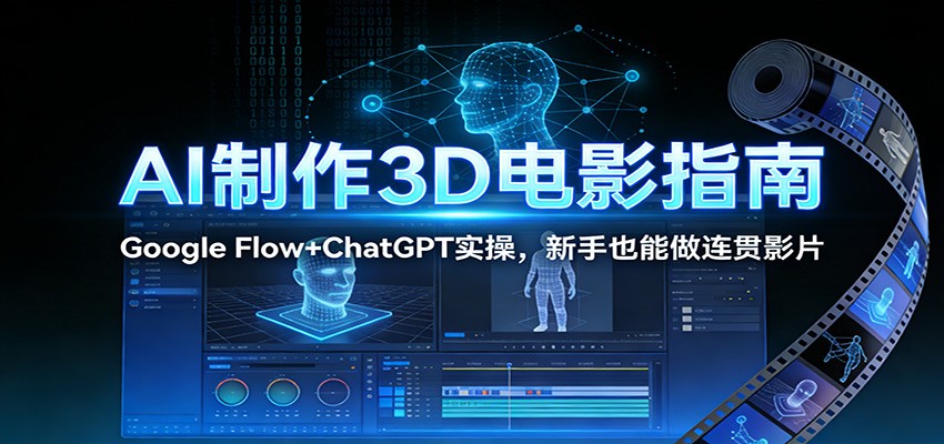 AI制作3D电影指南：Google Flow+ChatGPT实操，新手也能做连贯影片-极速搞钱云网创