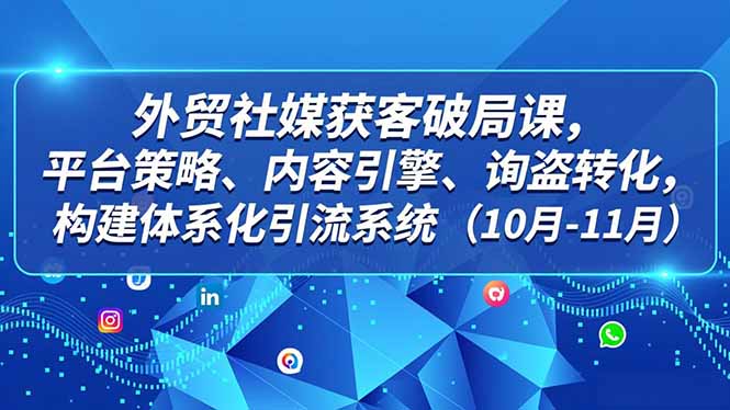 外贸 社媒获客破局课，平台策略、内容引擎、询盘转化，构建体系化引流系统(10月-11月-极速搞钱云网创