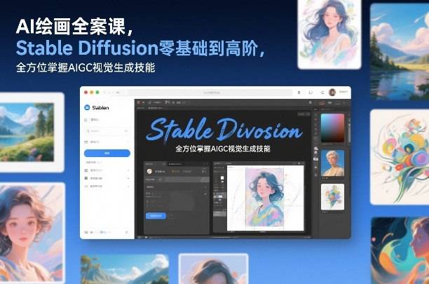 AI绘画全案课,Stable Diffusion零基础到高阶,全方位掌握AIGC视觉生成技能-极速搞钱云网创