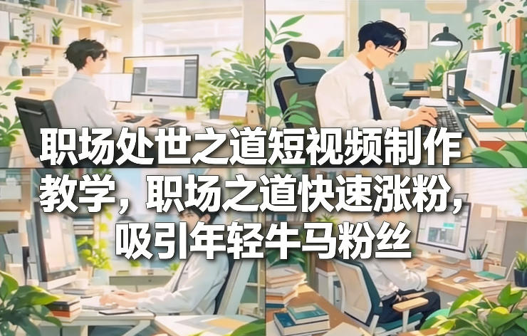 职场处世之道短视频制作教学，职场之道快速涨粉，吸引年轻牛马粉丝-极速搞钱云网创