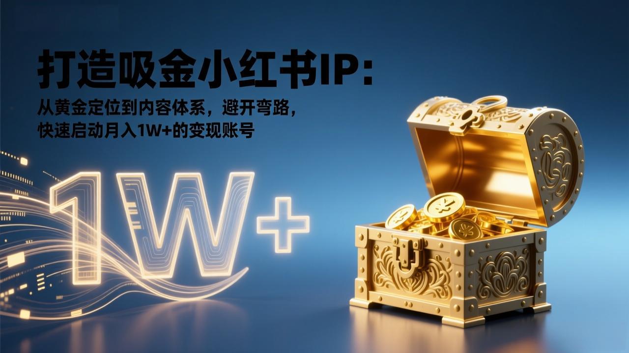 打造吸金小红书IP:从黄金定位到内容体系,避开弯路,快速启动月入1W+的变现账号-极速搞钱云网创