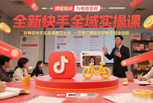 全新快手全域实操课，封神级快手实操课横空出世，一节课打通快手好物变现全链路-极速搞钱云网创