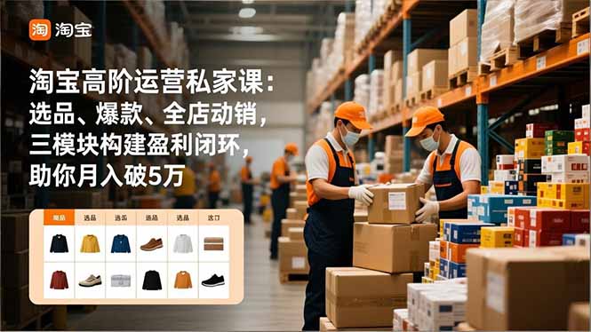 淘宝高阶运营私家课:选品、爆款、全店动销,三模块构建盈利闭环,助你月入破5万(更新12月-极速搞钱云网创