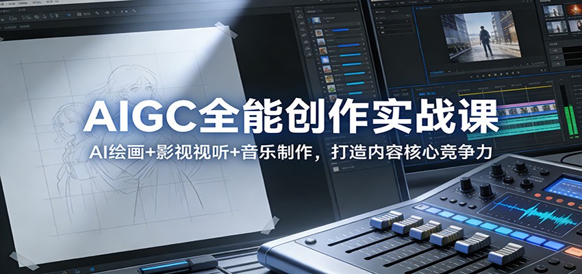 AIGC全能创作实战课：AI绘画+影视视听+音乐制作，打造内容核心竞争力-极速搞钱云网创