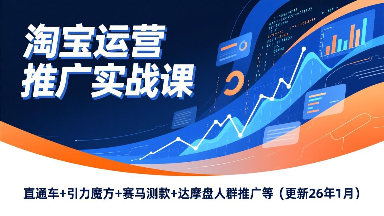 淘宝运营推广实战课，直通车+引力魔方+赛马测款+达摩盘人群推广等(更新26年1月-极速搞钱云网创