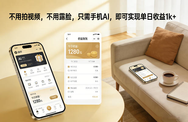 不用拍视频,不用露脸,只需手机AI,即可实现单日收益1k+【揭秘】-极速搞钱云网创