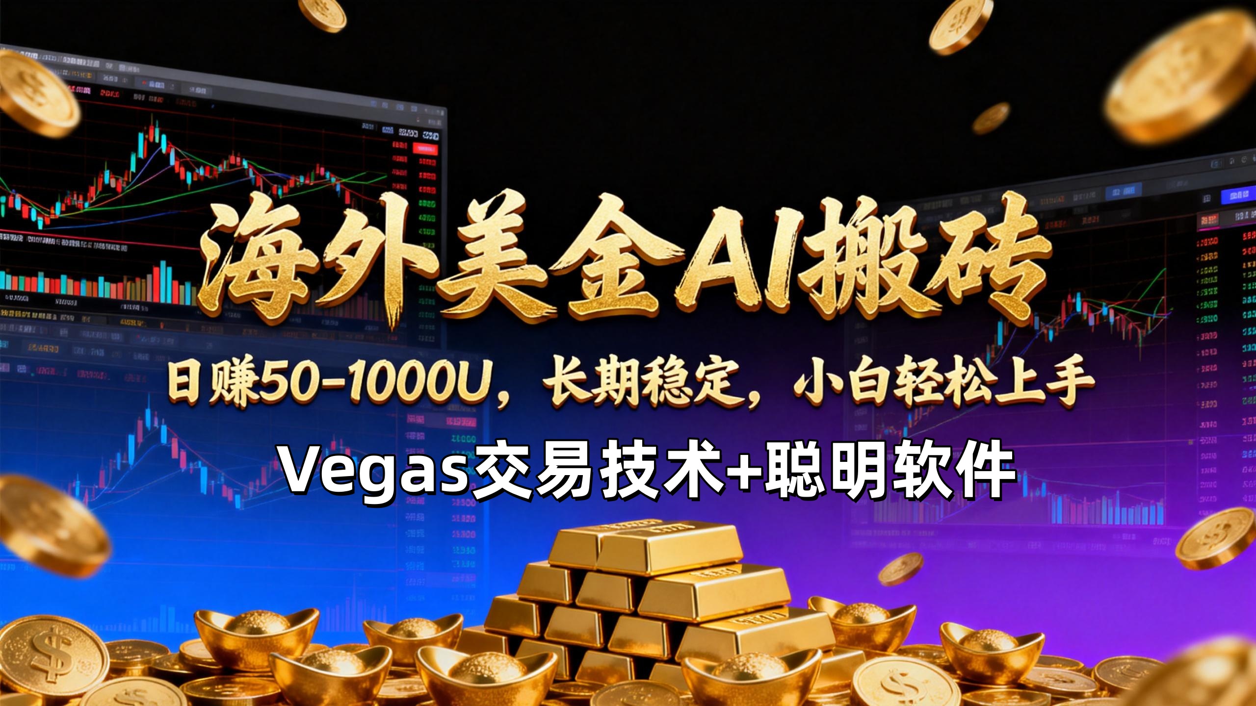 【海外美金AI搬砖】Vegas交易技术+聪明软件，日赚50-1000U，长期稳定，小白轻松上手。-极速搞钱云网创