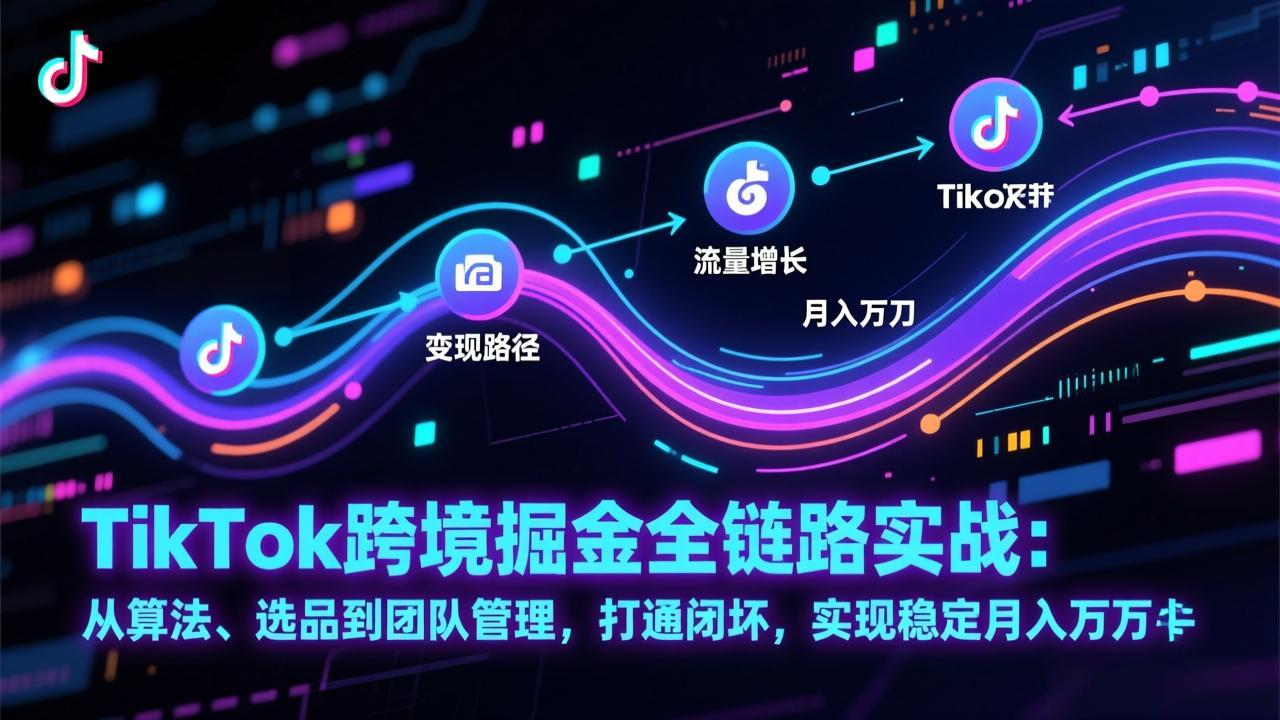 TikTok跨境掘金全链路实战：从算法、选品到团队管理，打通闭环，实现稳定月入万刀-极速搞钱云网创