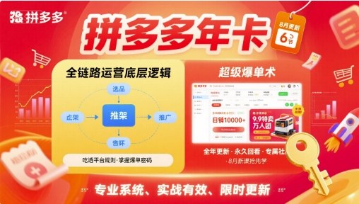 拼多多年卡，拼多多全链路运营底层逻辑，超级爆单术【更新12月】-极速搞钱云网创