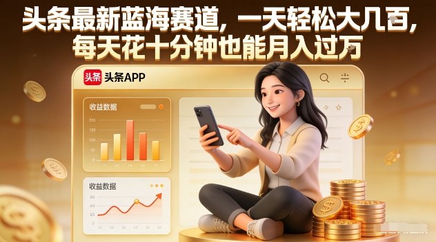头条最新蓝海赛道,一天轻松大几张,每天花十分钟也能月入过1W【揭秘】-极速搞钱云网创