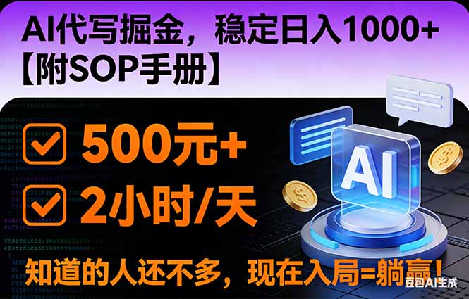 2026风口项目,AI代写掘金，稳定日入1000+，掌握核心技能【附SOP手册】-极速搞钱云网创