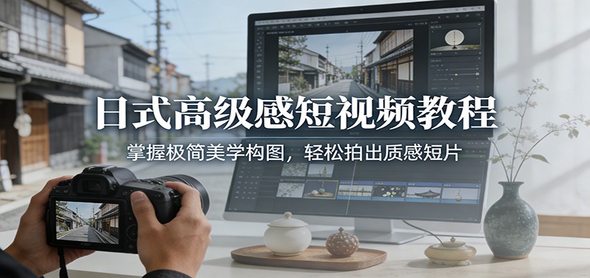日式高级感短视频教程：掌握极简美学构图，轻松拍出质感短片-极速搞钱云网创