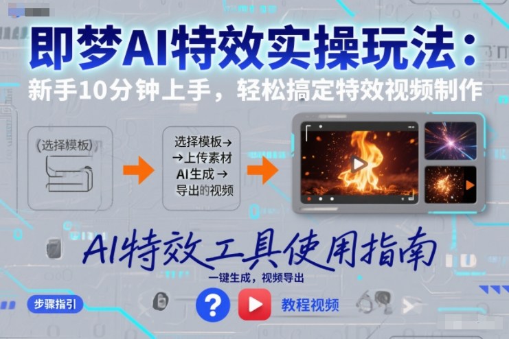 即梦AI特效实操玩法：新手10分钟上手，轻松搞定特效视频制作-极速搞钱云网创