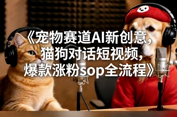 宠物赛道AI新创意,猫狗对话短视频,爆款涨粉sop全流程-极速搞钱云网创