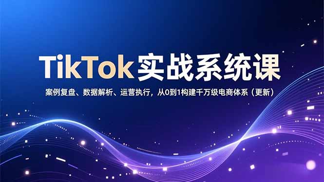 TikTok实战系统课，案例复盘、数据解析、运营执行，从0到1构建千万级电商体系(更新-极速搞钱云网创