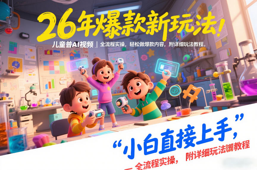 26年爆款新玩法，儿童科普AI视频，全流程实操，轻松做爆款内容，小白直接上手，附详细玩法教程-极速搞钱云网创