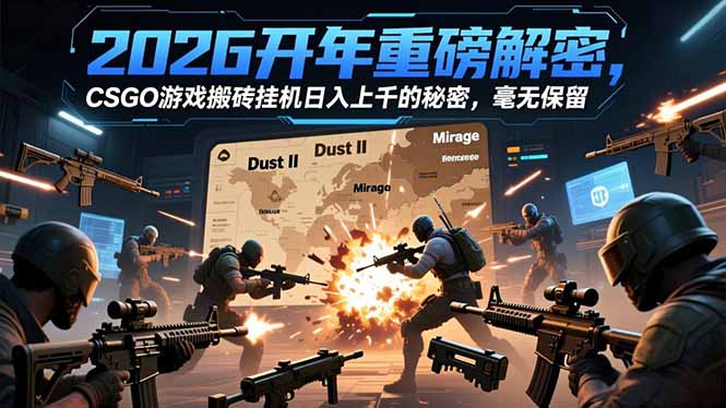 2026开年重磅解密，CSGO游戏搬砖挂机日入上千的秘密，毫无保留-极速搞钱云网创