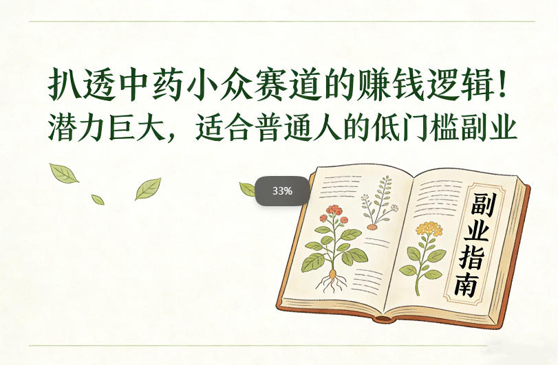 扒透中药小众赛道的賺米逻辑，潜力巨大，适合普通人的低门槛副业-极速搞钱云网创