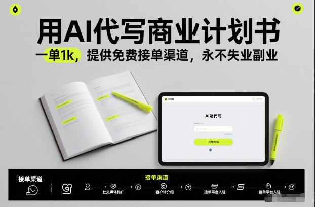 用AI代写商业计划书,一单1k,提供免费接单渠道,永不失业副业-极速搞钱云网创