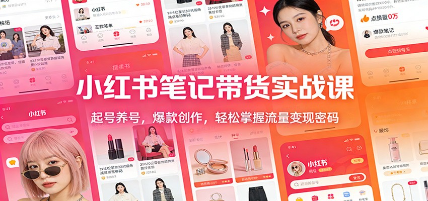 小红书笔记带货实战课：起号养号，爆款创作，轻松掌握流量变现密码-极速搞钱云网创