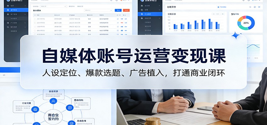 自媒体账号运营变现课:人设定位、爆款选题、广告植入,打通商业闭环-极速搞钱云网创