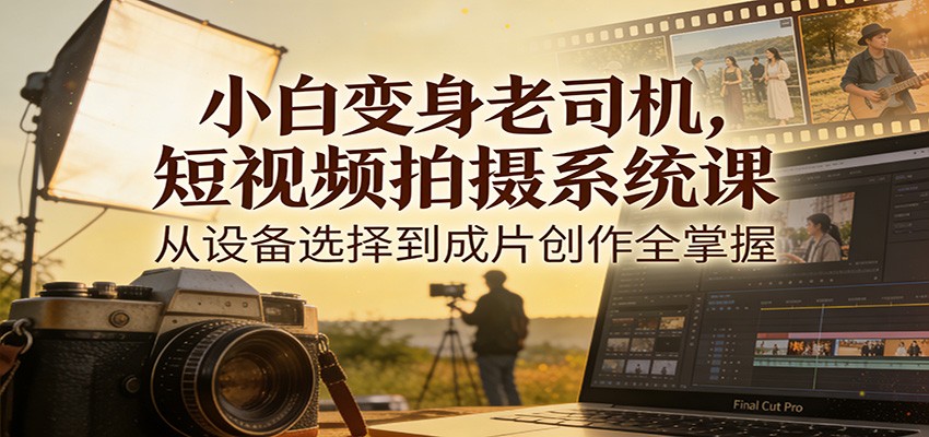 小白变身老司机，短视频拍摄系统课，从设备选择到成片创作全掌握-极速搞钱云网创