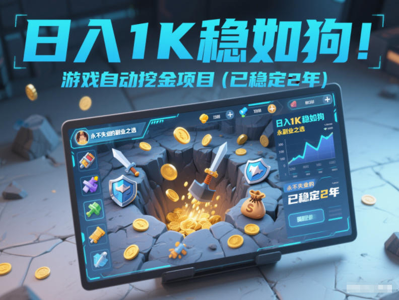 日入1K稳如狗!游戏自动挖金项目(已稳定2年),永不失业的副业之选【揭秘】-极速搞钱云网创