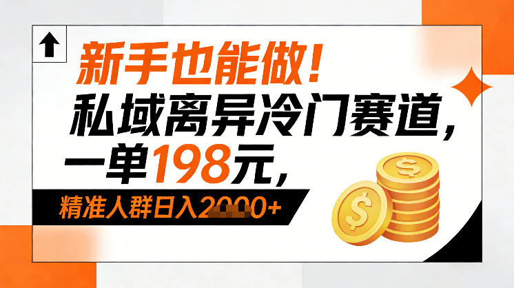 新手也能做！私域离异冷门赛道，一单198，精准人群日入1k+-极速搞钱云网创